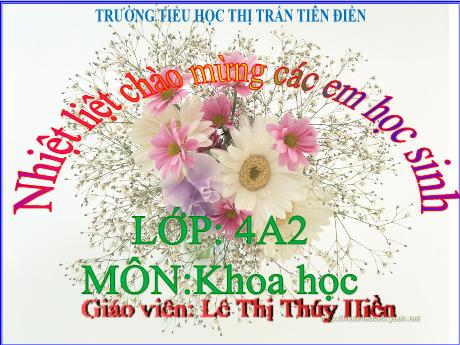 Bài giảng Khoa học 4 - Bài 2: Sự chuyển thể của nước và vòng tuần hoàn của nước trong tự nhiên - Năm học 2024-2025 - Lê Thị Thúy Hiền