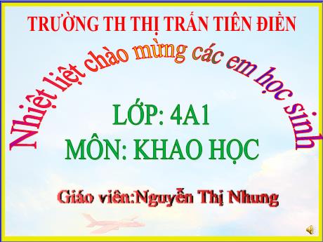 Bài giảng Khoa học 4 - Bài 5: Vai trò của không khí và bảo vệ bầu không khí trong lành (Tiết 1) - Năm học 2024-2025 - Nguyễn Thị Nhung