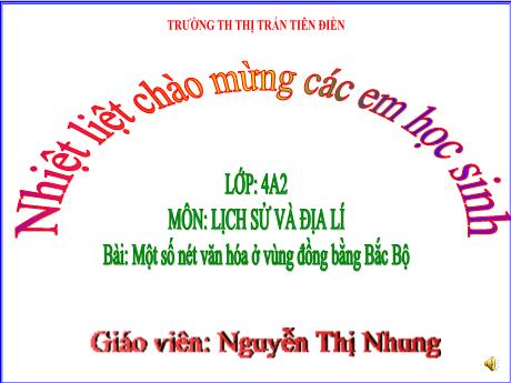 Bài giảng Lịch sử & Địa lí 4 - Bài 10: Một số nét văn hóa ở vùng đồng bằng Bắc Bộ - Nguyễn Thị Nhung