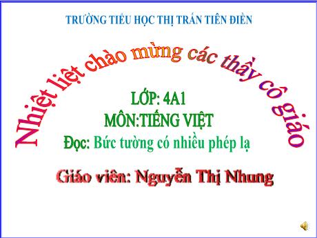 Bài giảng Tiếng Việt 4 (Tập đọc) - Bài 6: Bức tường có nhiều phép lạ - Năm học 2024-2025 - Nguyễn Thị Nhung