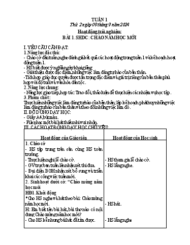 Kế hoạch bài dạy Lớp 4 - Tuần 1 - Năm học 2024-2025 - Võ Thị Hồng Hạnh