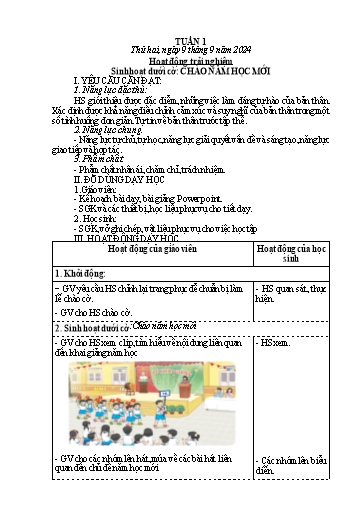 Kế hoạch bài dạy Lớp 4 - Tuần 1 - Năm học 2024-2025 - Võ Thị Hồng Gấm