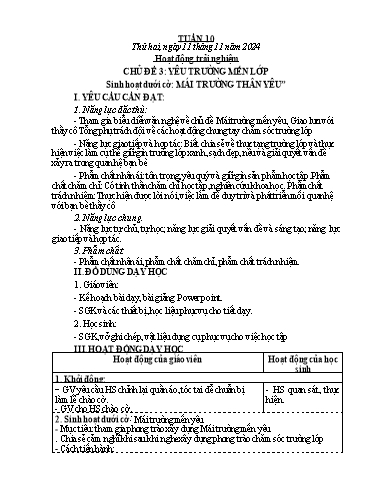 Kế hoạch bài dạy Lớp 4 - Tuần 10 - Năm học 2024-2025 - Nguyễn Thị Thanh Huyền