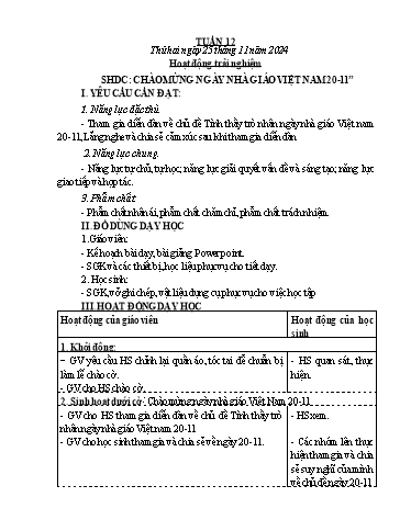 Kế hoạch bài dạy Lớp 4 - Tuần 12 - Năm học 2024-2025 - Nguyễn Thị Thanh Huyền
