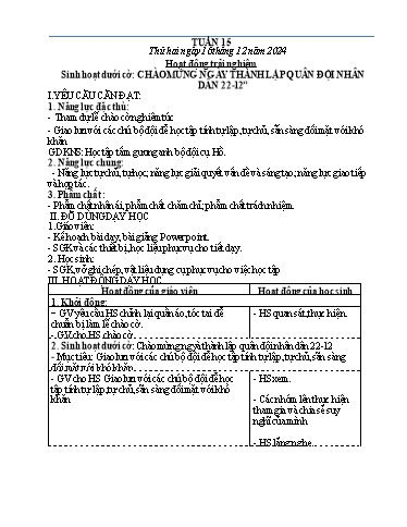 Kế hoạch bài dạy Lớp 4 - Tuần 15 - Năm học 2024-2025 - Võ Thị Hồng Hạnh