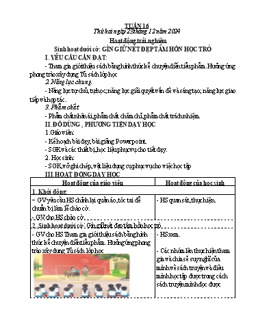 Kế hoạch bài dạy Lớp 4 - Tuần 16 - Năm học 2024-2025 - Võ Thị Hồng Gấm