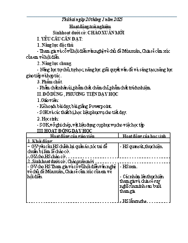 Kế hoạch bài dạy Lớp 4 - Tuần 20 - Năm học 2024-2025 - Nguyễn Thị Thanh Huyền