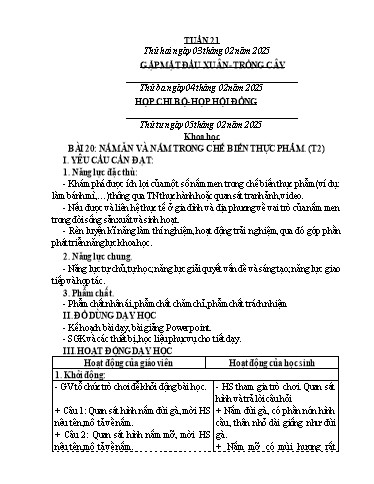 Kế hoạch bài dạy Lớp 4 - Tuần 21 - Năm học 2024-2025 - Nguyễn Thị Thanh Huyền