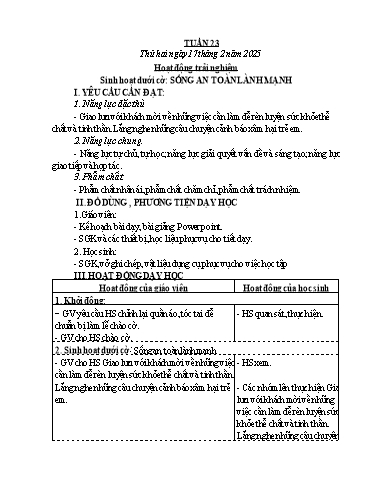 Kế hoạch bài dạy Lớp 4 - Tuần 23 - Năm học 2024-2025 - Nguyễn Thị Thanh Huyền