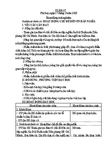 Kế hoạch bài dạy Lớp 4 - Tuần 27 - Năm học 2024-2025 - Nguyễn Thị Thanh Huyền