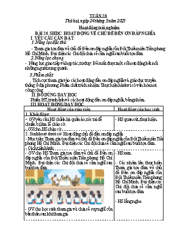 Kế hoạch bài dạy Lớp 4 - Tuần 28 - Năm học 2024-2025 - Võ Thị Hồng Hạnh